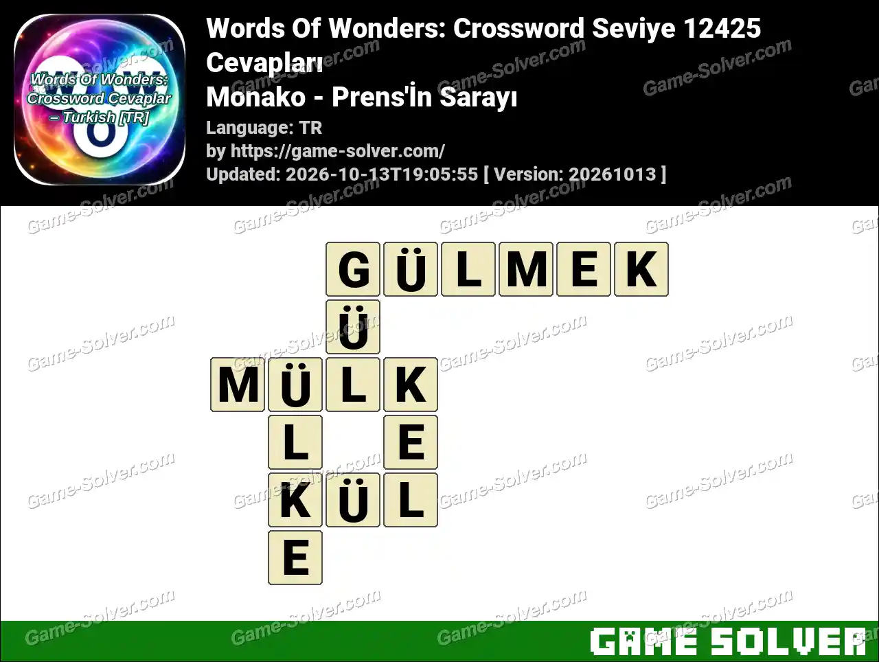 Words Of Wonders: Crossword Seviye 12425 Cevapları – Monako – Prens’İn Sarayı